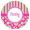 Pink & Green Paisley and Stripes Icing Circle - XSmall - Single