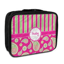 Pink & Green Paisley and Stripes Insulated Lunch Bag (Personalized)