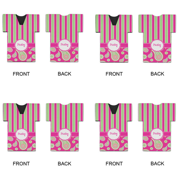 Pink & Green Paisley and Stripes Jersey Bottle Cooler - Set of 4 - APPROVAL