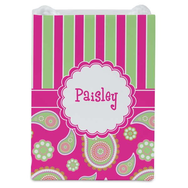 Pink & Green Paisley and Stripes Jewelry Gift Bag - Matte - Front