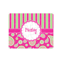Pink & Green Paisley and Stripes Jigsaw Puzzles (Personalized)