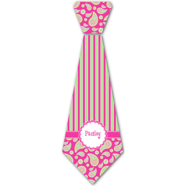 Custom Pink & Green Paisley and Stripes Iron On Tie - 4 Sizes w/ Name or Text