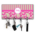 Pink & Green Paisley and Stripes Key Hanger w/ 4 Hooks w/ Name or Text