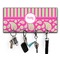 Pink & Green Paisley and Stripes Key Hanger w/ 4 Hooks & Keys