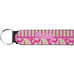Pink & Green Paisley and Stripes Neoprene Keychain Fob (Personalized)