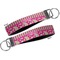 Pink & Green Paisley and Stripes Key-chain - Metal and Nylon - Front and Back