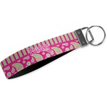 Pink & Green Paisley and Stripes Webbing Keychain Fob - Large (Personalized)