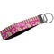 Pink & Green Paisley and Stripes Webbing Keychain FOB with Metal