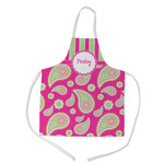Pink & Green Paisley and Stripes Kid's Apron w/ Name or Text