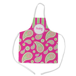 Pink & Green Paisley and Stripes Kid's Apron - Medium (Personalized)
