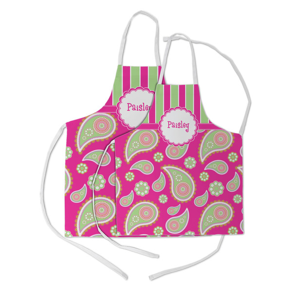 Pink & Green Paisley and Stripes Kid's Aprons - Parent - Main