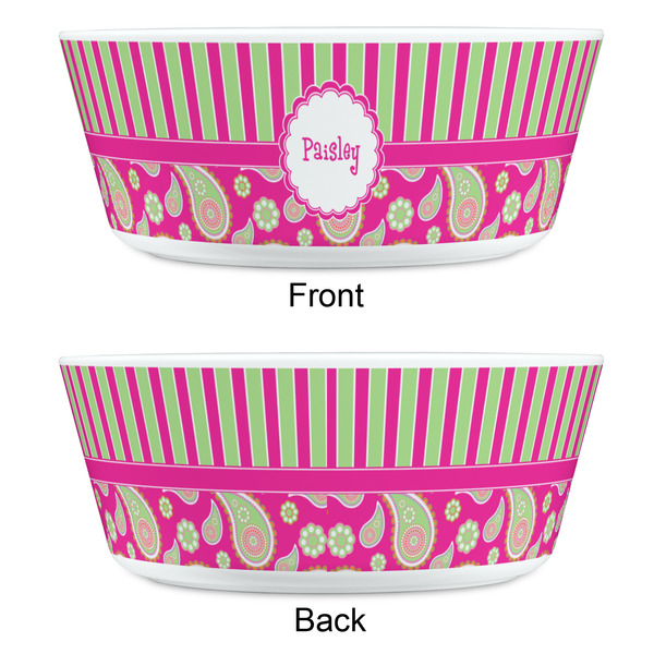 Pink & Green Paisley and Stripes Kids Bowls - APPROVAL