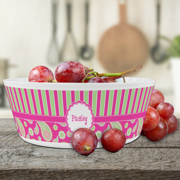 Pink & Green Paisley and Stripes Kids Bowls - LIFESTYLE