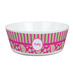 Pink & Green Paisley and Stripes Kid's Bowl (Personalized)