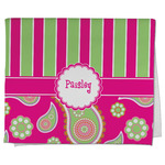 Pink & Green Paisley and Stripes Kitchen Towel - Poly Cotton w/ Name or Text
