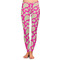 Pink & Green Paisley and Stripes Ladies Leggings - Front
