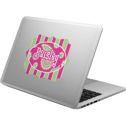 Pink & Green Paisley and Stripes Laptop Decal (Personalized)