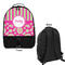 Pink & Green Paisley and Stripes Large Backpack - Black - Front & Back View