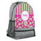 Pink & Green Paisley and Stripes Large Backpack - Gray - Angled View