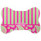 Pink & Green Paisley and Stripes Bone Shaped Dog Food Mat (Large) (Personalized)