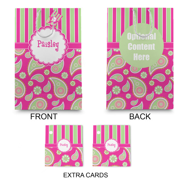 Pink & Green Paisley and Stripes Large Gift Bag - Approval