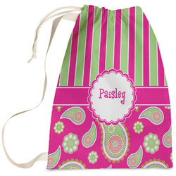 Pink & Green Paisley and Stripes Laundry Bag (Personalized)