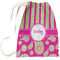 Pink & Green Paisley and Stripes Large Laundry Bag - Front View