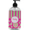 Pink & Green Paisley and Stripes Plastic Soap / Lotion Dispenser (16 oz - Large - Black) (Personalized)