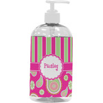 Pink & Green Paisley and Stripes Plastic Soap / Lotion Dispenser (16 oz - Large - White) (Personalized)