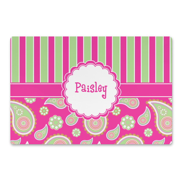Custom Pink & Green Paisley and Stripes Large Rectangle Car Magnet (Personalized)