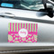Pink & Green Paisley and Stripes Large Rectangle Car Magnets- In Context