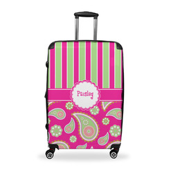 Pink & Green Paisley and Stripes Suitcase - 28" Large - Checked w/ Name or Text