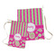 Pink & Green Paisley and Stripes Laundry Bag - Both Bags