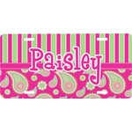 Pink & Green Paisley and Stripes Front License Plate (Personalized)