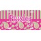 Pink & Green Paisley and Stripes Front License Plate (Personalized)
