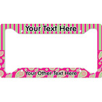 Pink & Green Paisley and Stripes License Plate Frame (Personalized)
