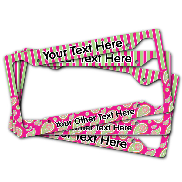 Pink & Green Paisley and Stripes License Plate Frames - (PARENT MAIN)