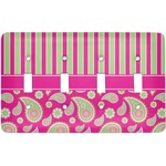Pink & Green Paisley and Stripes Light Switch Cover (4 Toggle Plate)