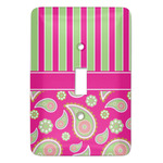 Pink & Green Paisley and Stripes Light Switch Cover (Single Toggle)