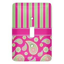 Pink & Green Paisley and Stripes Light Switch Cover (Personalized)