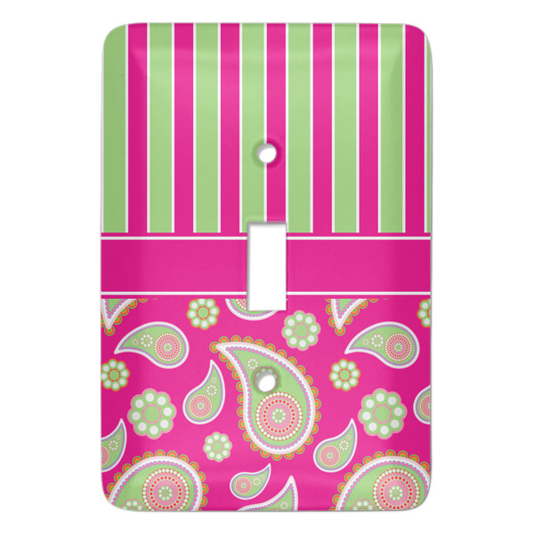Custom Pink & Green Paisley and Stripes Light Switch Cover