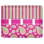 Pink & Green Paisley and Stripes Light Switch Cover (3 Toggle Plate)