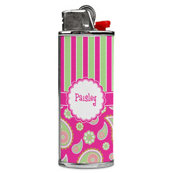 Pink & Green Paisley and Stripes Case for BIC Lighters (Personalized)