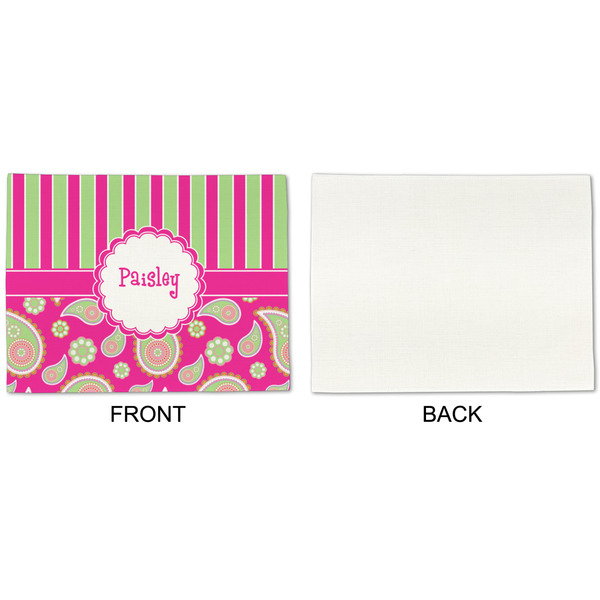 Pink & Green Paisley and Stripes Linen Placemat - APPROVAL Single (single sided)