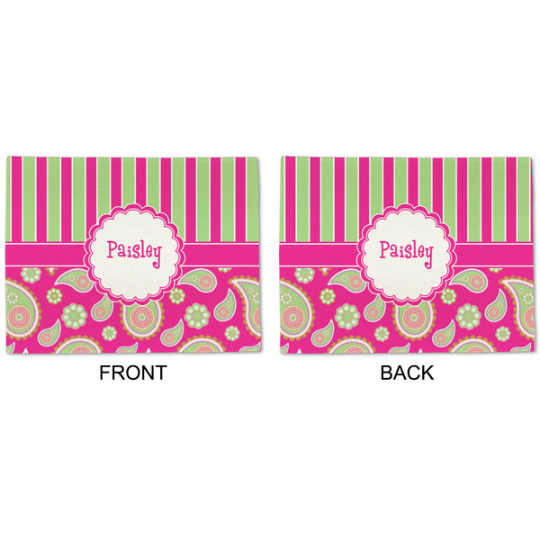 Pink & Green Paisley and Stripes Linen Placemat - APPROVAL (double sided)