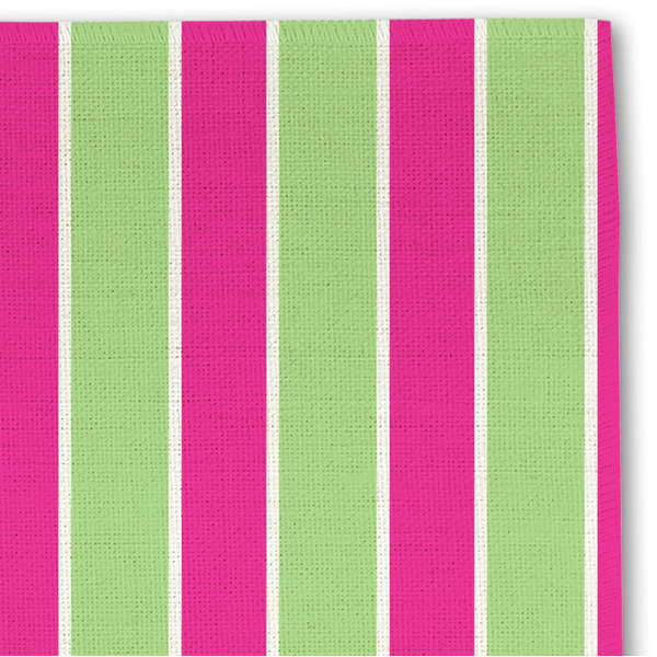 Pink & Green Paisley and Stripes Linen Placemat - DETAIL