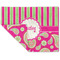 Pink & Green Paisley and Stripes Linen Placemat - Folded Corner (double side)