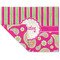 Pink & Green Paisley and Stripes Double-Sided Linen Placemat - Single w/ Name or Text