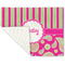 Pink & Green Paisley and Stripes Linen Placemat - Folded Corner (single side)