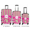 Pink & Green Paisley and Stripes Luggage Bags all sizes - With Handle
